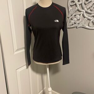 The North Face Women's Black and Red Long Sleeve Athletic Top